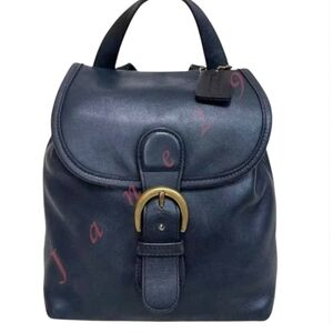 Vintage Coach Backpack Bantam Navy Leather Mini Buckle Flap Bag Authentic 4152
